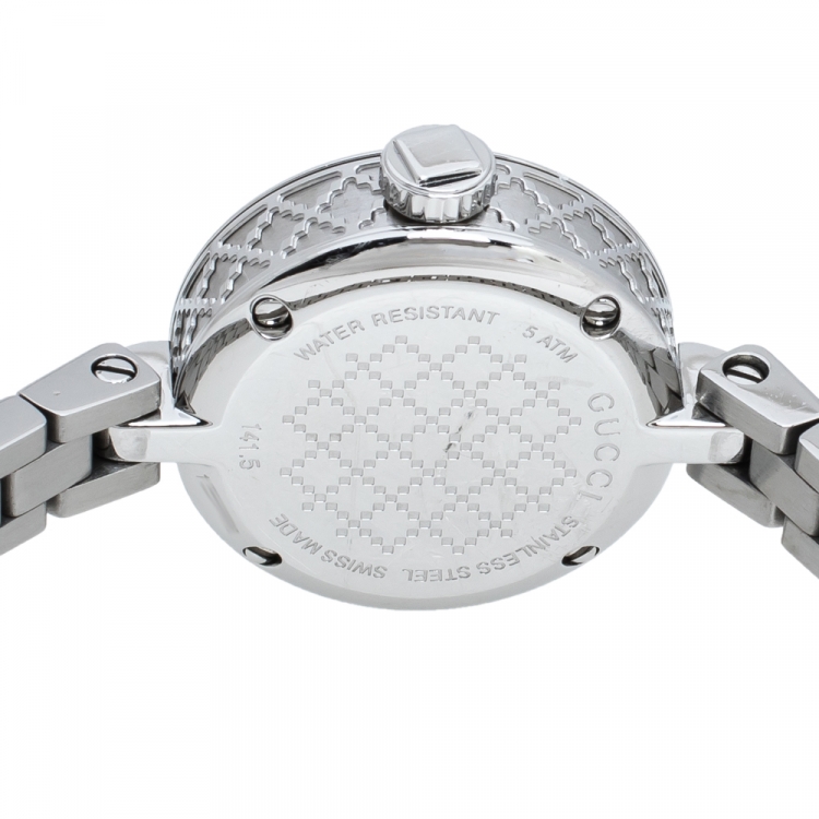 Pre Owned Gucci Mother Of Pearl Stainless Steel Diamantissima YA141503 Women's Wristwatch 22 mm