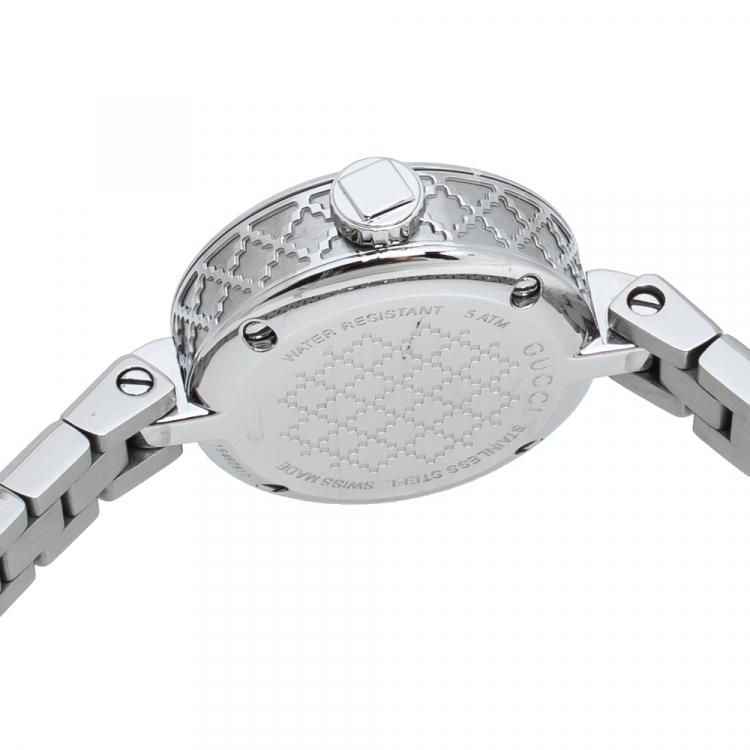 Pre Owned Gucci Mother Of Pearl Stainless Steel Diamantissima YA141503 Women's Wristwatch 22 mm