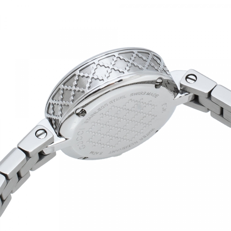 Pre Owned Gucci Mother Of Pearl Stainless Steel Diamantissima YA141503 Women's Wristwatch 22 mm