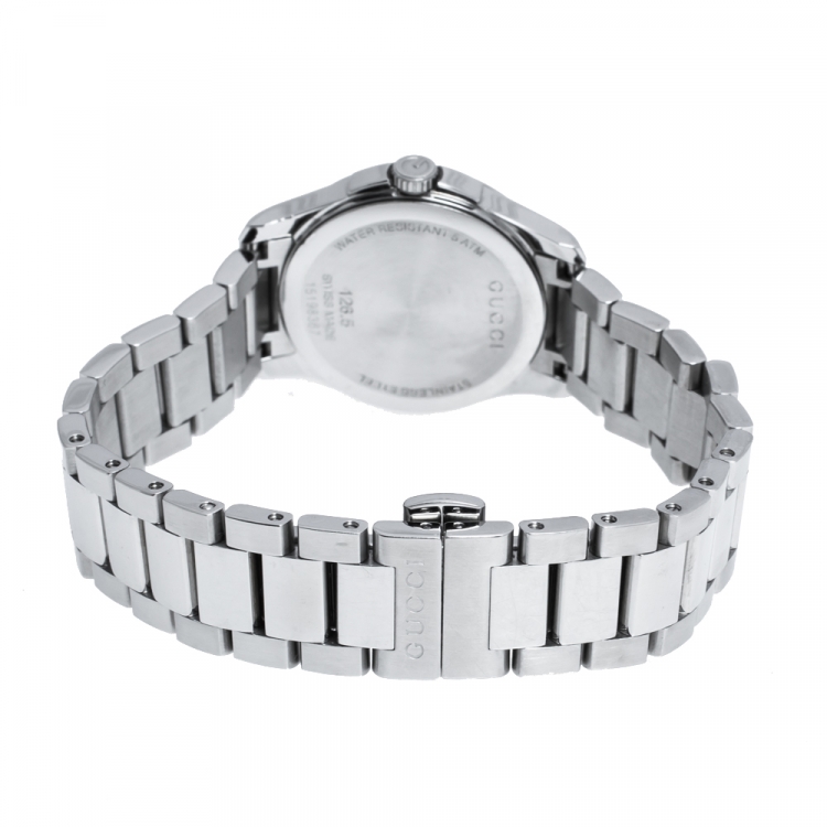 Pre Owned Gucci Grey Stainless Steel G-Timeless 126.4 Women's Wristwatch 27 mm