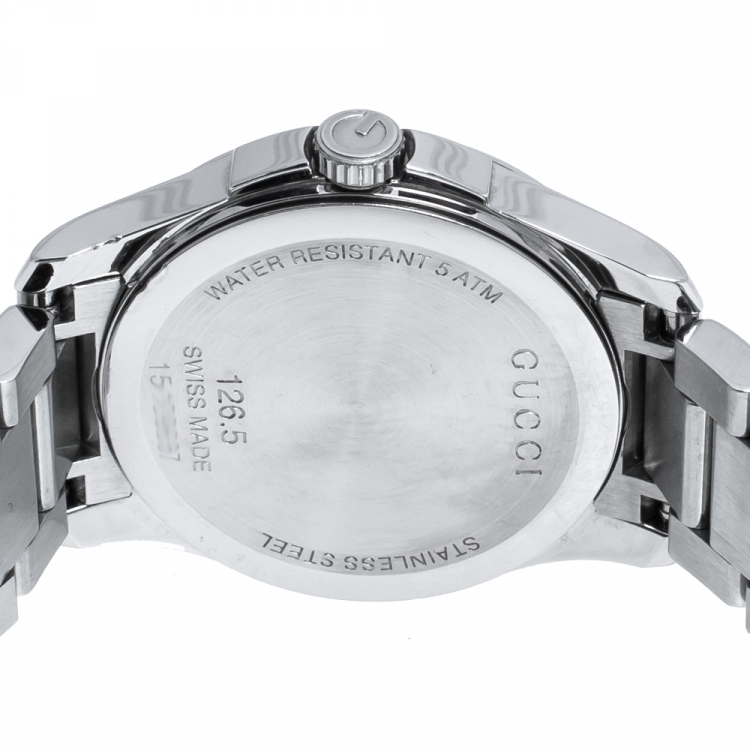 Pre Owned Gucci Grey Stainless Steel G-Timeless 126.4 Women's Wristwatch 27 mm