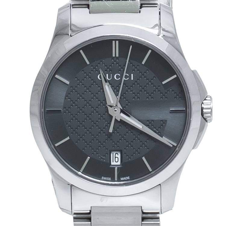 Pre Owned Gucci Grey Stainless Steel G-Timeless 126.4 Women's Wristwatch 27 mm