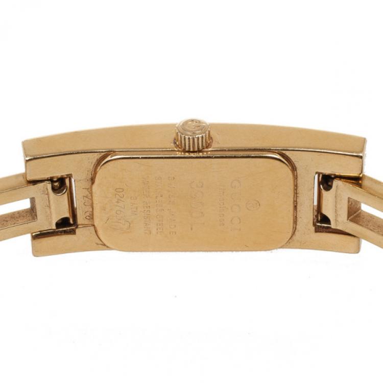 Pre Owned Gucci Yellow Gold Plated Stainless Steel 3900L Womens Wristwatch 34 MM