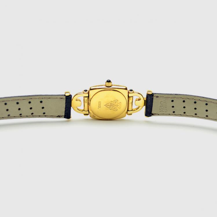 Pre Owned Gucci SS Leather Womens Wristwatch 21 MM