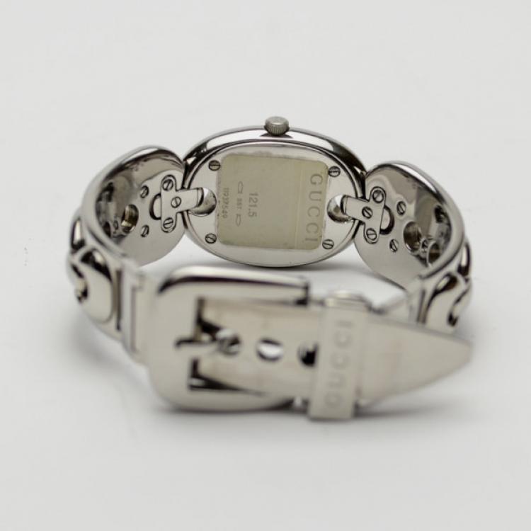Pre Owned Gucci 121.5 MOP Stainless Steel Ladies Wristwatch 32 MM