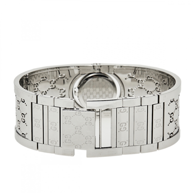 Pre Owned Gucci White Stainless Steel Twirl YA112510 Women's Wristwatch 23 mm