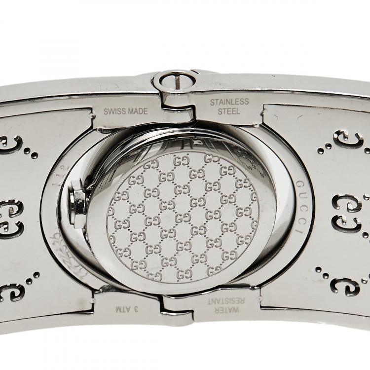 Pre Owned Gucci White Stainless Steel Twirl YA112510 Women's Wristwatch 23 mm