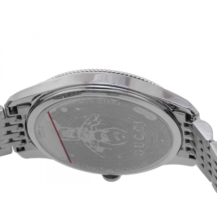 Pre Owned Gucci Black Stainless Steel G-Timeless YA1264154 Women's Wristwatch 36 mm 