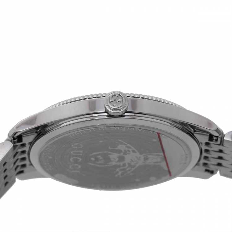 Pre Owned Gucci Black Stainless Steel G-Timeless YA1264154 Women's Wristwatch 36 mm 