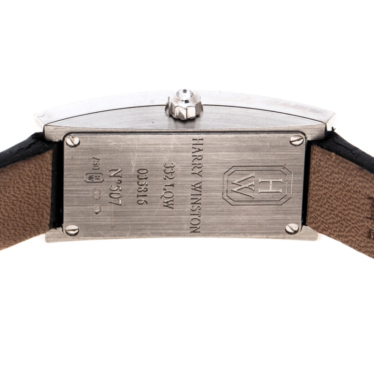 Pre Owned Harry Winston Mother of Pearl Diamond 18k White Gold 332LQW Women's Wristwatch 15MM
