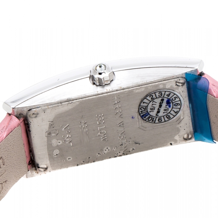 Pre Owned Harry Winston Mother of Pearl 18k White Gold Diamond 332LQW Women's Wristwatch 15 mm