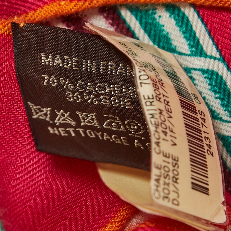 Pre Owned Hermes Pink Cashmere and Silk Robe du Soir Shawl