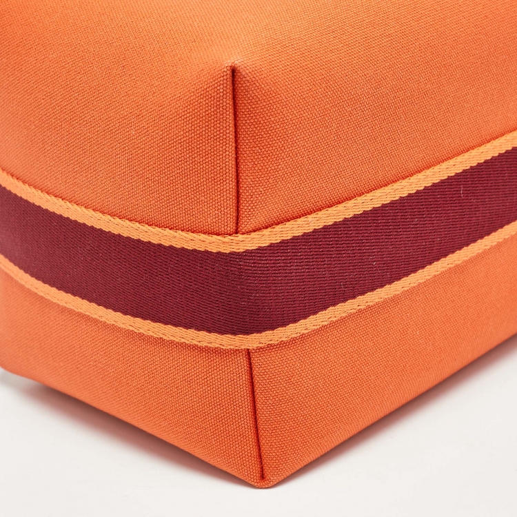 Pre Owned Hermès Orange/Burgundy Canvas Large Bride-a-Brac Pouch