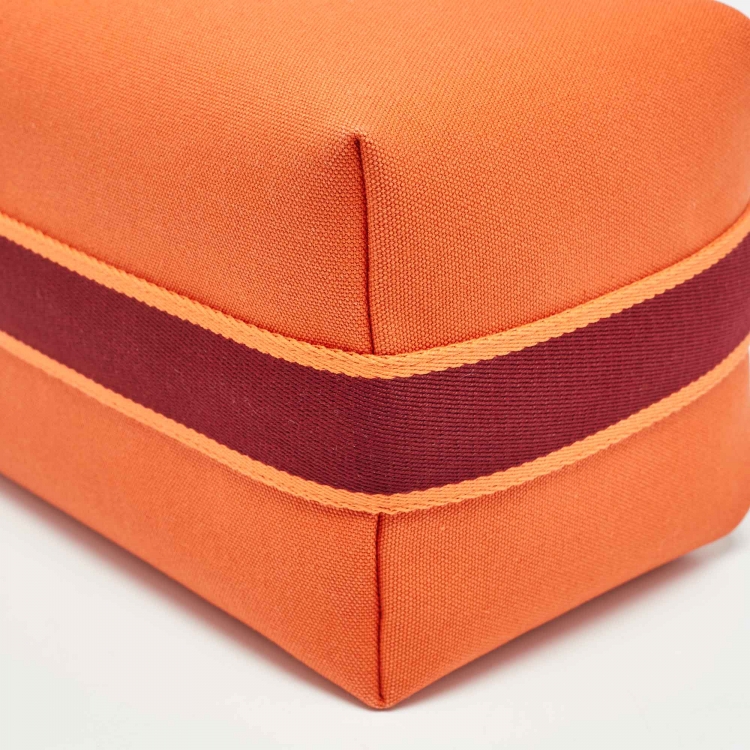 Pre Owned Hermès Orange/Burgundy Canvas Large Bride-a-Brac Pouch