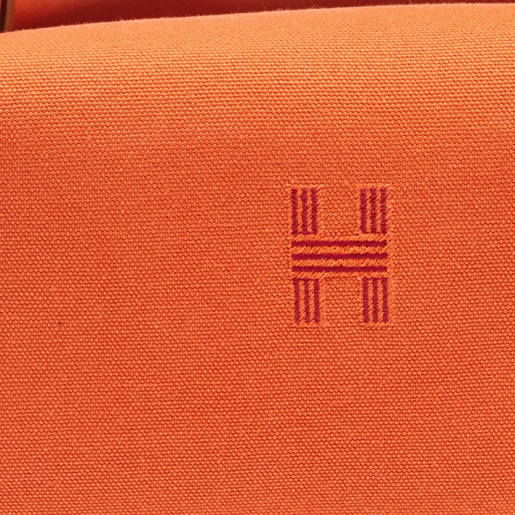 Pre Owned Hermès Orange/Burgundy Canvas Large Bride-a-Brac Pouch
