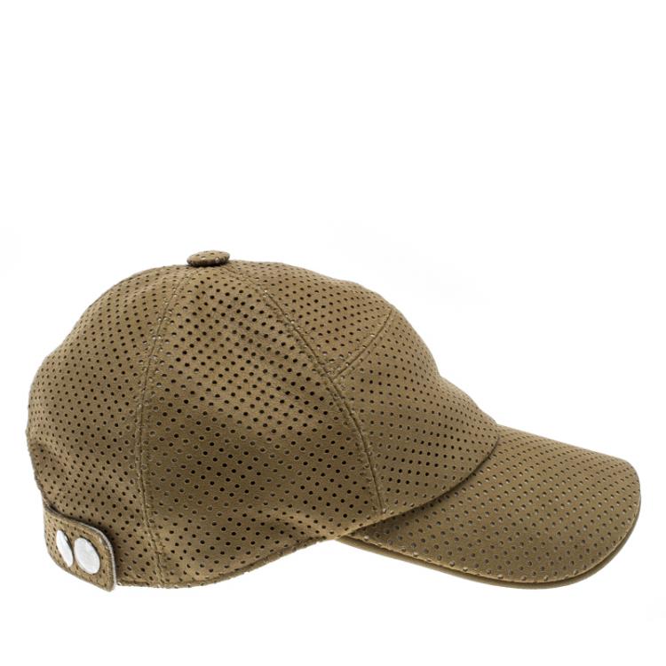 Pre Owned Hermes Brown Perforated Suede Cap Size 58
