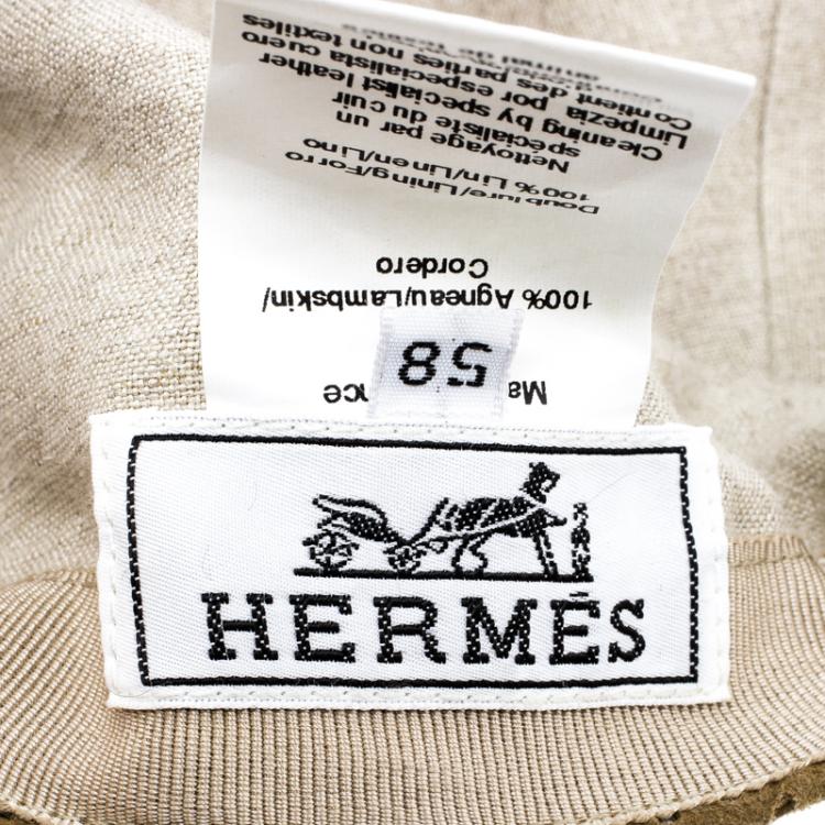 Pre Owned Hermes Brown Perforated Suede Cap Size 58