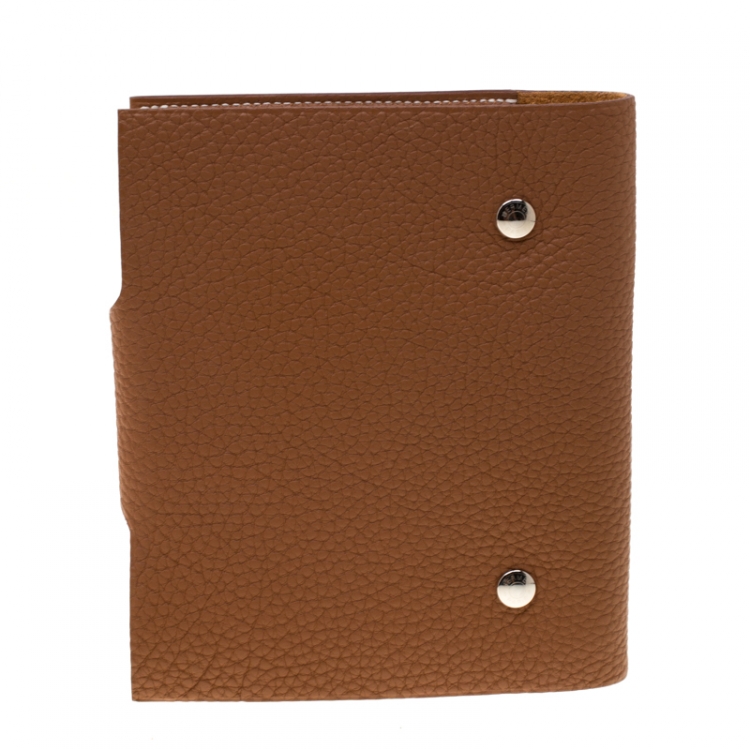 Pre Owned Hermes Gold Togo Leather Small Ulysee Agenda Cover