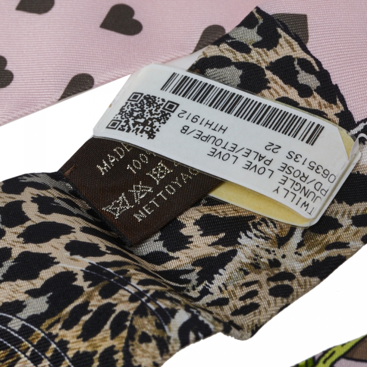 Pre Owned Hermes Rose Pale Jungle Love Love Silk Twilly 