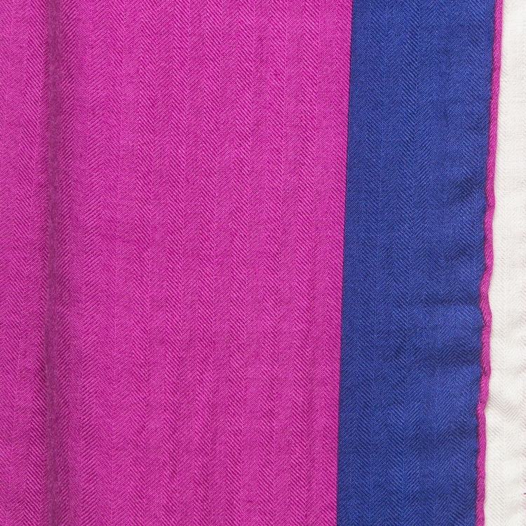 Pre Owned Hermès  Purple Cashmere Blend Giant Square Encadre Scarf