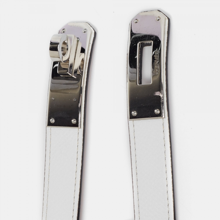 Pre Owned Hermes Blanc/Gold Epsom Leather Kelly Belt 