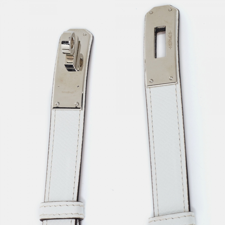 Pre Owned Hermes Blanc/Gold Epsom Leather Kelly Belt 