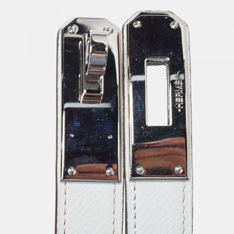 Pre Owned Hermes Blanc/Gold Epsom Leather Kelly Belt 