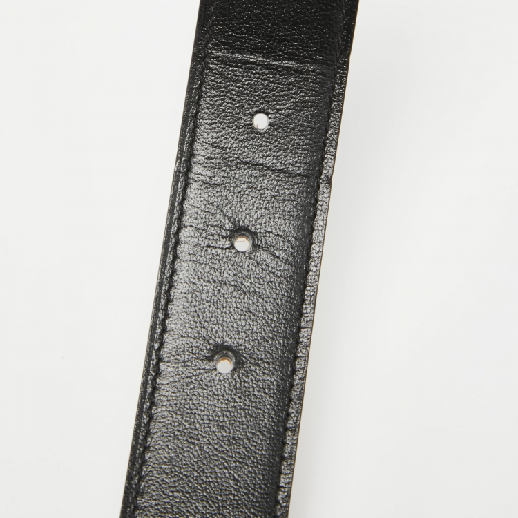 مملوكة مسبقًا Hermes Gold/Black Chamonix and Togo Leather H Buckle Reversible Belt 100CM