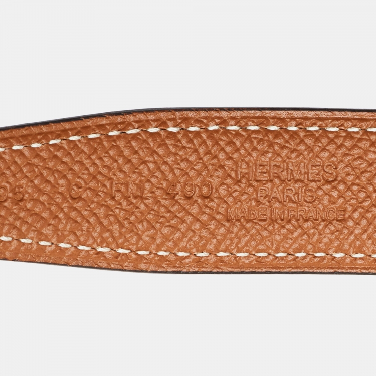 Pre Owned Hermès Black/Gold Swift and Epsom Constance H Reversible Slim Belt 95CM