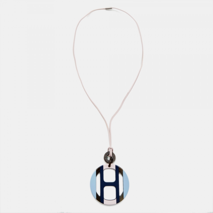 Pre Owned Hermes H Equipe Horn Leather Pendant Necklace