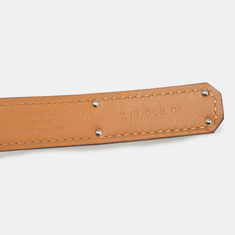 Pre Owned Hermes Gold Epsom Leather Palladium Finish Kelly 18 Belt Adjustable