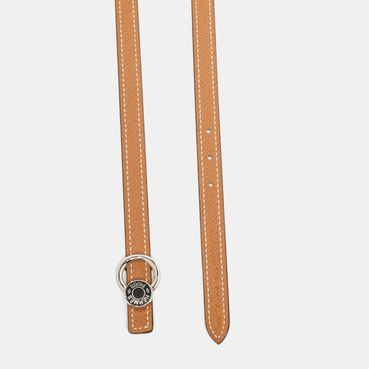 Pre Owned Hermes Noir/Gold Swift and Epsom Leather Clou de Selle Buckle Reversible Belt 85 CM