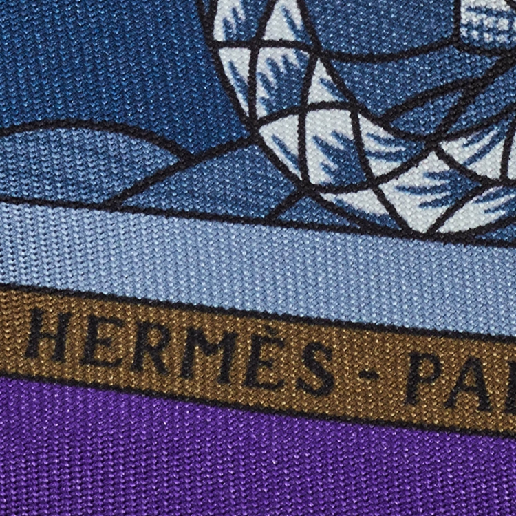 Pre Owned Hermès Blue/Violet Cavalleria d'Etriers Silk Twilly