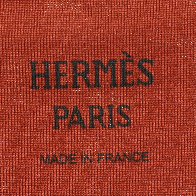 Pre Owned Hermes Rouge de Turin Cotton Embroidered Pocket T-Shirt M