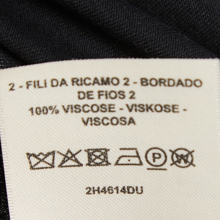 Pre Owned Hermes Black Cotton Logo Embroidered Pocket Detail T-Shirt M