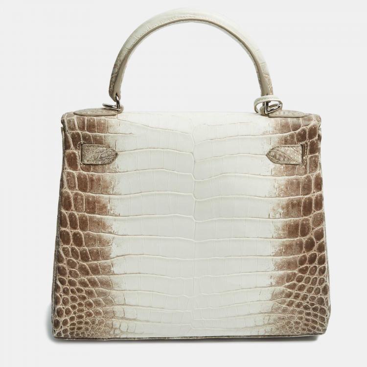Pre Owned Hermès Blanc Crocodile Niloticus Himalaya Palladium Finish Kelly Retourne 28 Bag