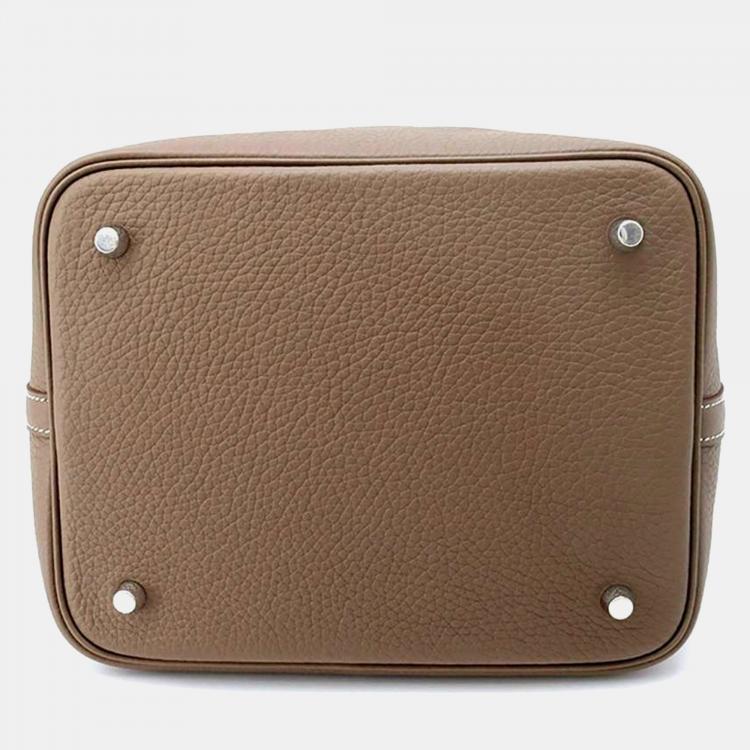 Pre Owned Hermes Etoupe Taurillon Clemence Leather Picotin Lock 22 Bag
