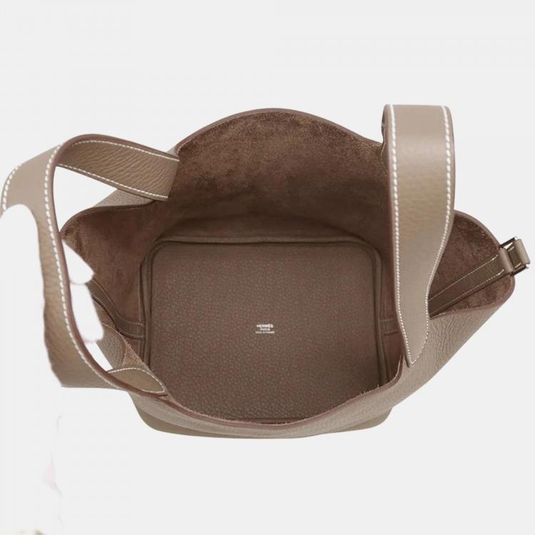 Pre Owned Hermes Etoupe Taurillon Clemence Leather Picotin Lock 22 Bag