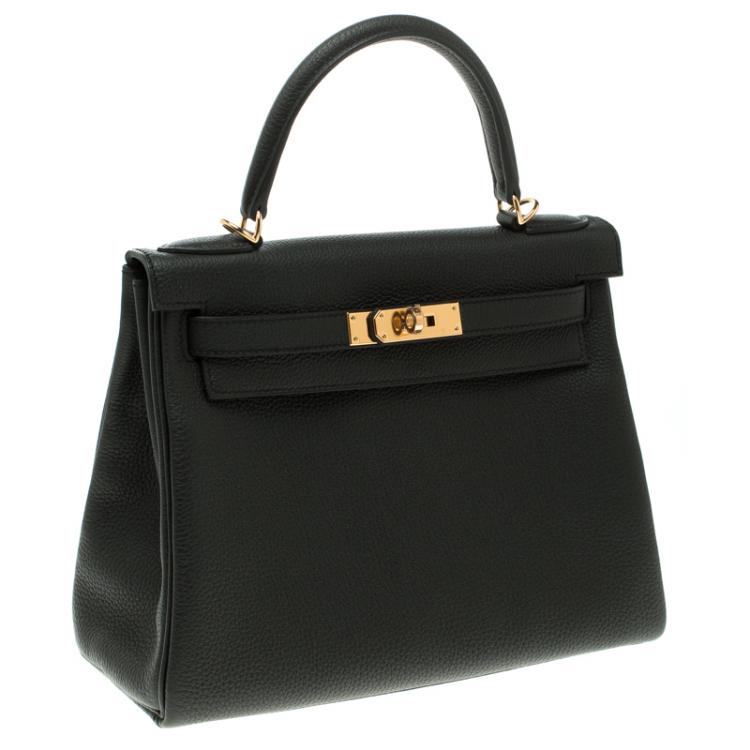 Pre Owned Hermes Black Togo Leather Gold Hardware Kelly Retourne 28 Bag