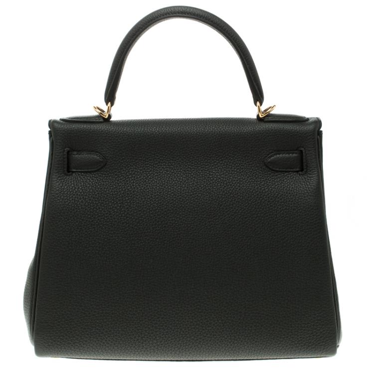 Pre Owned Hermes Black Togo Leather Gold Hardware Kelly Retourne 28 Bag