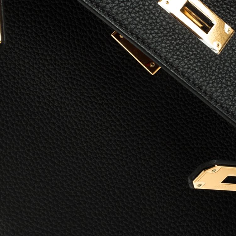 Pre Owned Hermes Black Togo Leather Gold Hardware Kelly Retourne 28 Bag