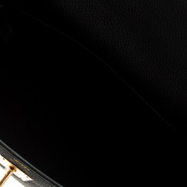 Pre Owned Hermes Black Togo Leather Gold Hardware Kelly Retourne 28 Bag