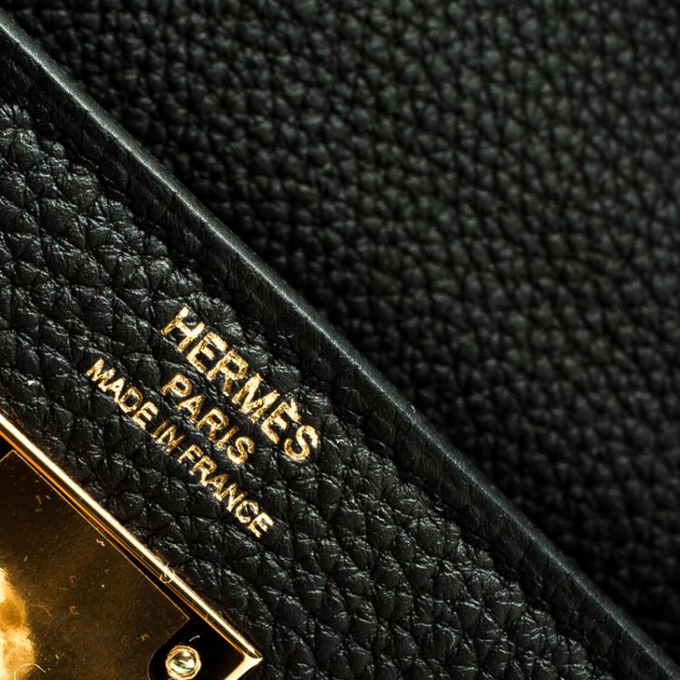 Pre Owned Hermes Black Togo Leather Gold Hardware Kelly Retourne 28 Bag