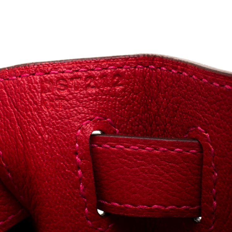Pre Owned Hermes Rouge Casaque Evercolor Leather Gold Hardware Kelly Retourne 28 Bag