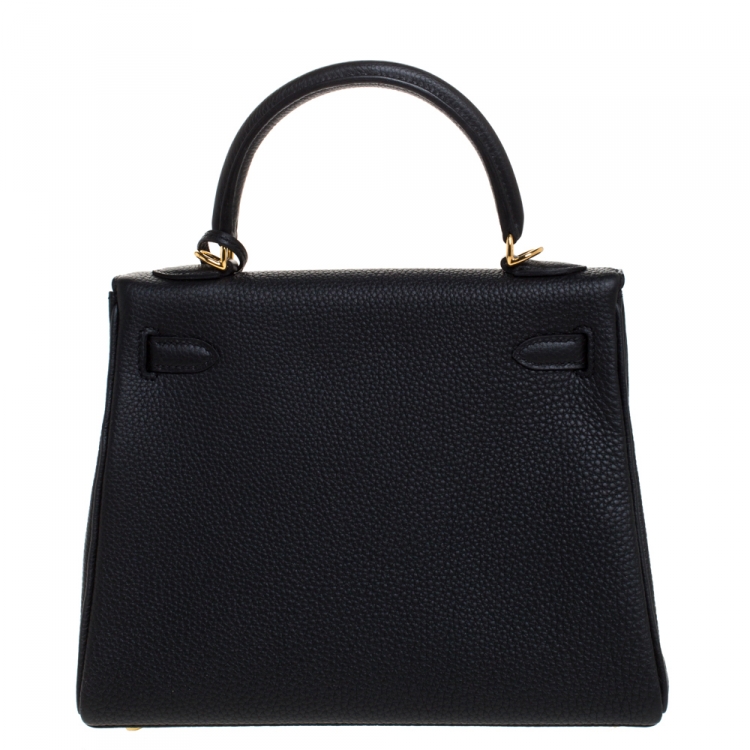 Pre Owned Hermes Black Togo Leather Gold Hardware Kelly Retourne 25 Bag