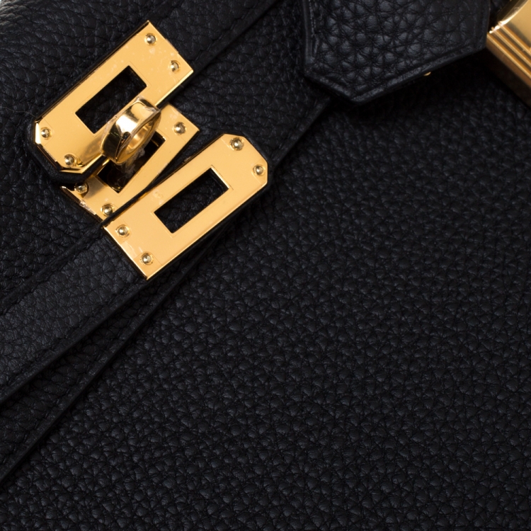 Pre Owned Hermes Black Togo Leather Gold Hardware Kelly Retourne 25 Bag