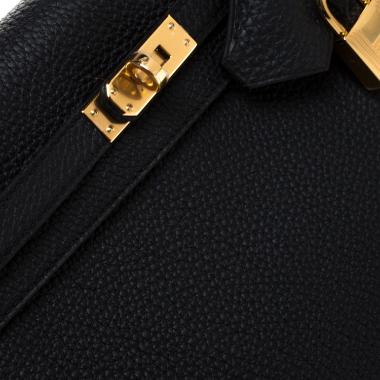 Pre Owned Hermes Black Togo Leather Gold Hardware Kelly Retourne 25 Bag