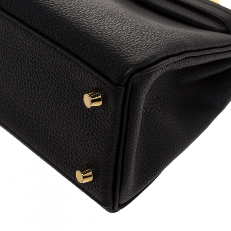 Pre Owned Hermes Black Togo Leather Gold Hardware Kelly Retourne 25 Bag