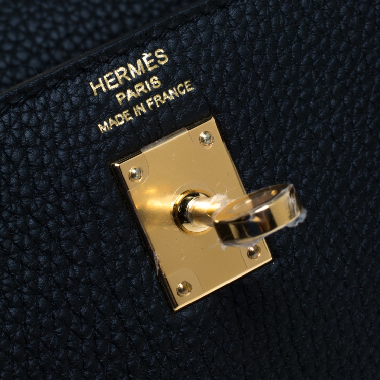 Pre Owned Hermes Black Togo Leather Gold Hardware Kelly Retourne 25 Bag
