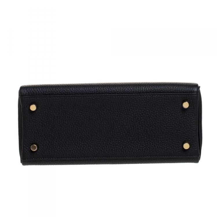 Pre Owned Hermes Black Togo Leather Gold Hardware Kelly Retourne 25 Bag